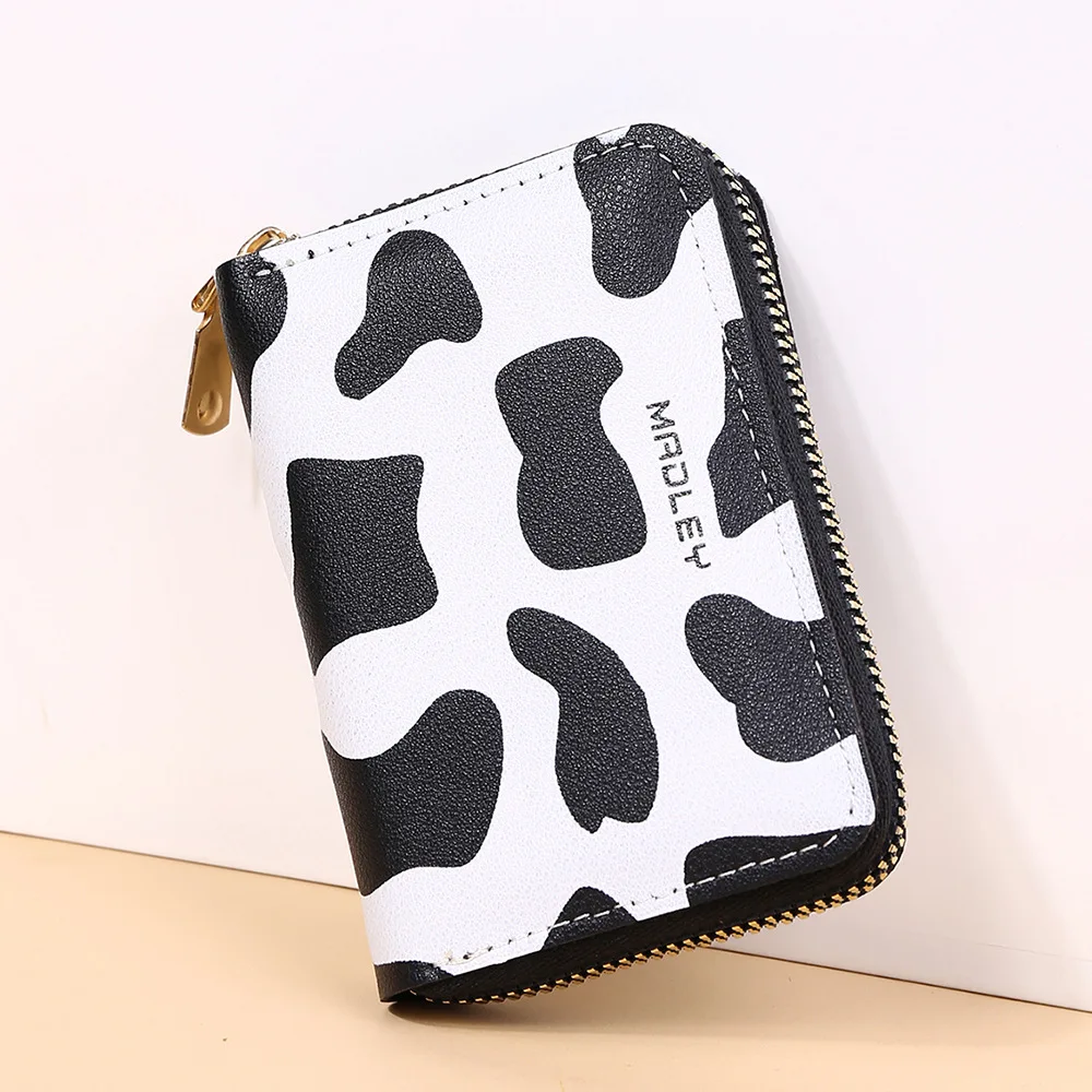 

New Fashion Cute cow print multi card bit compact organ card pack Designed Pu Leather Coin Purse Female Card Holder