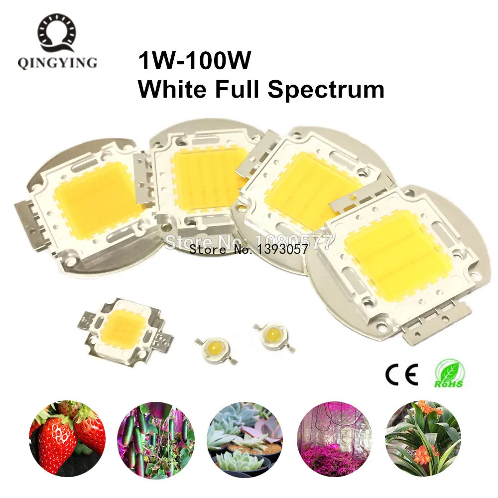 

White Full Spectrum LED Chip 5000K 380-780nm 1W 3W 5W 10W 20W 30W 50W 100W Aquarium Plant Grow Light Source Epistar Diodes