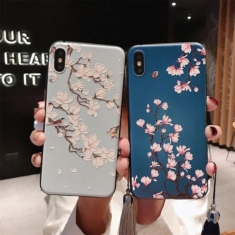 Симпатичный 3D чехол для телефона с цветами iphone 8 7 6 S Plus мягкий X 5 5s SE s XR XS Max 7plus
