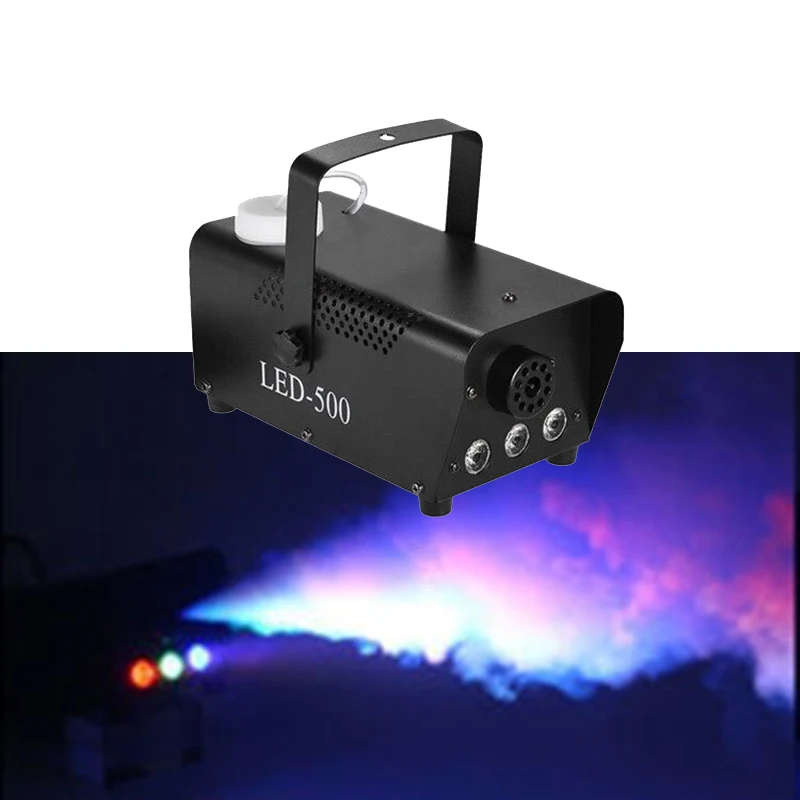 Buy Minimáquina de humo con Control remoto, máquina de niebla Led RGB de 500W, colorida, para discoteca, DJ, Club, entretenimiento, fiesta, escenario