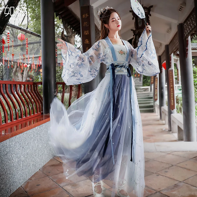 Традиционный Hanfu Женский китайский костюм Тан древний костюм юбка Феи Восточный элегантный одежда принцессы для косплея DL4455