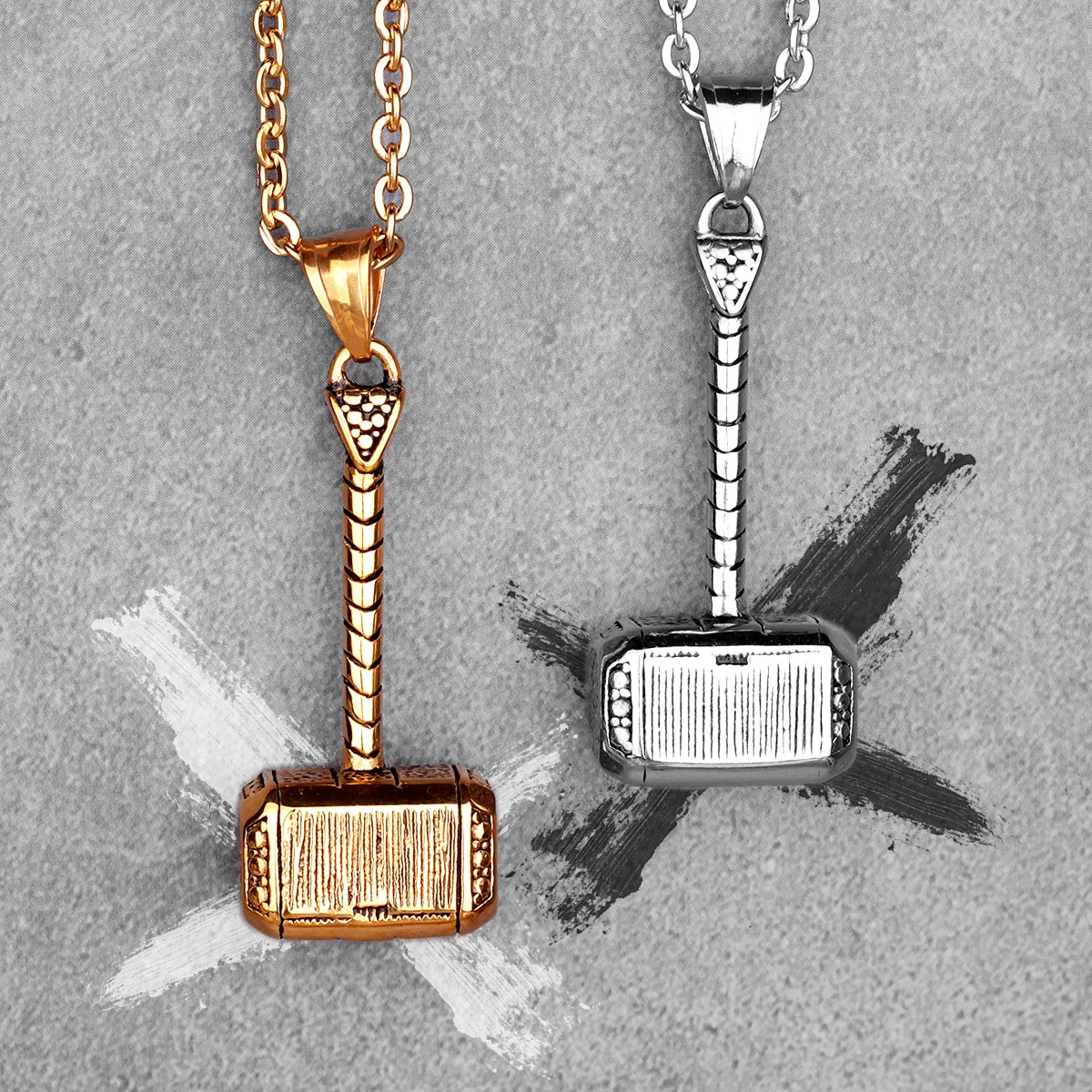 Мужской золотой Молот Тора Длинная модель панк хип-хоп для мальчиков мужские