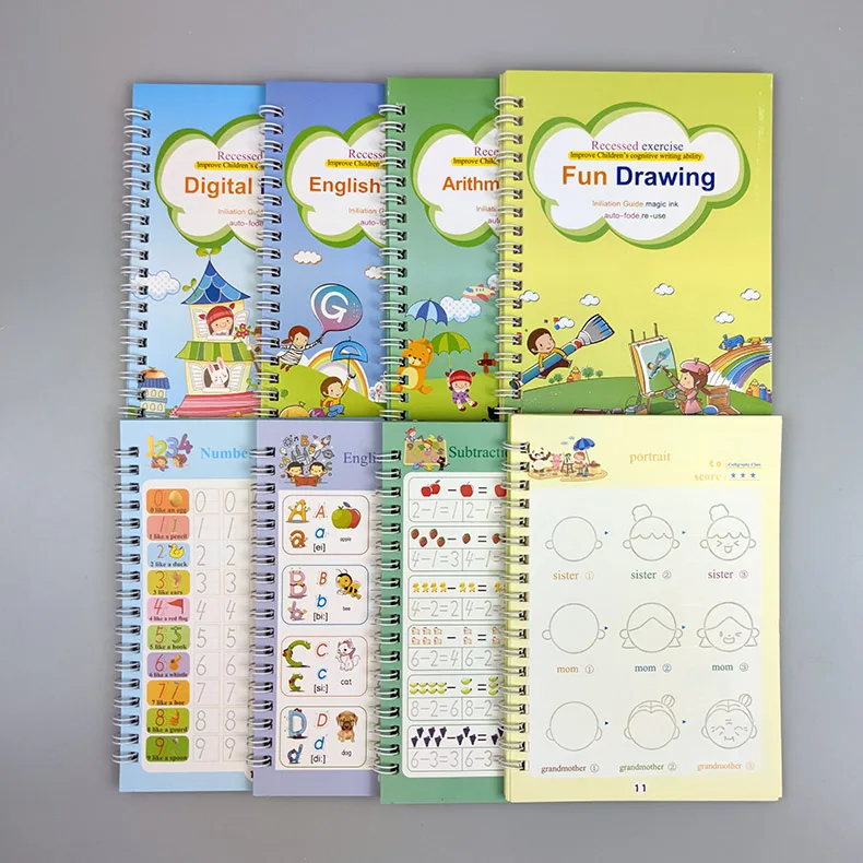 

New Sank Magic Practice Copybook for Kids The Print Handwiriting Workbook Reusable Writing Practice Book Four Books With Pen