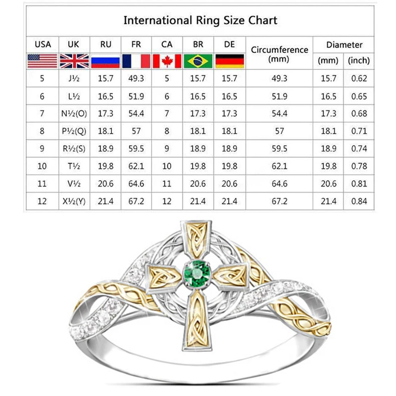 

Cross Jesus Ring Inlaid Rhinestone Exquisite Ornament Fashion Gifts Classic Fashion Engagement Religion Crystal Two-Tone