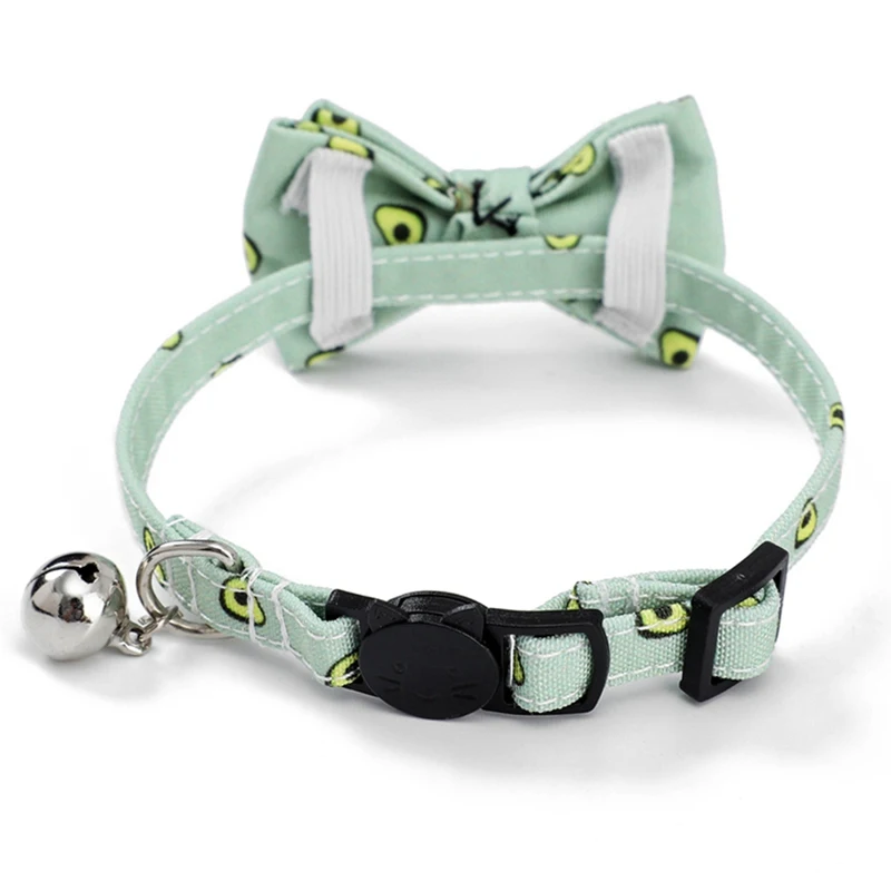 Safety Elastic Bowtie With Bell Small Dog Cat Collar Safe Soft Fruit Pattern Pet Products pet supplies | Дом и сад