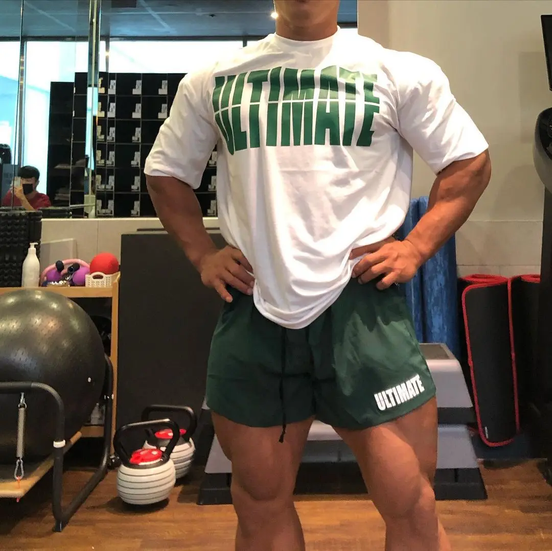 

Свободные мужские размера плюс, футболка из хлопка с принтом Спортивный Фитнес рубашка топы фитнес одежда бег тренировочной одежды