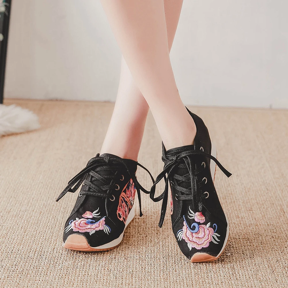 Veowalk Женская Повседневная парусиновая обувь на скрытой платформе хлопковые