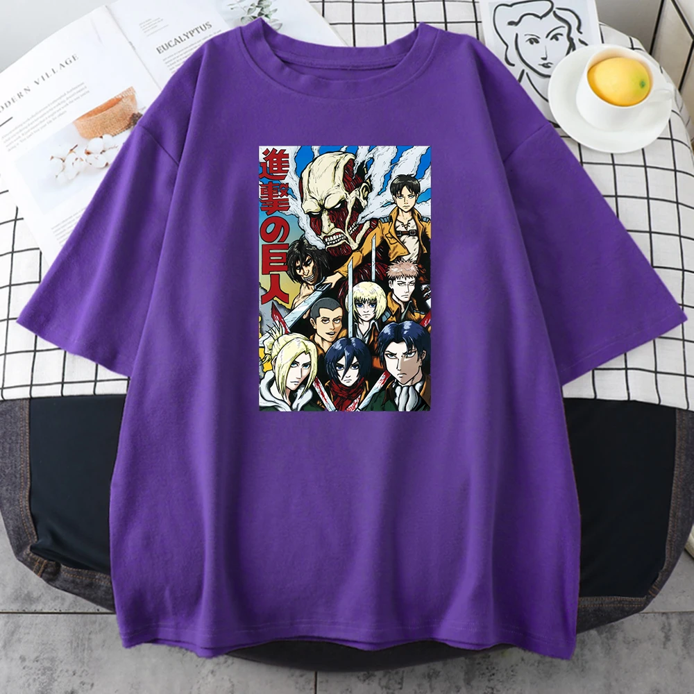 

Attack On Titan Character Print Woman T Shirts Summer Graphic Anime Tops Manga Harajuku Short Sleeve Cute Funny Women T-shirts