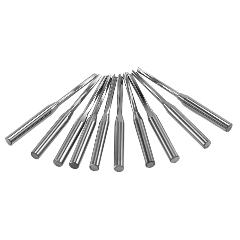 

10 Pcs Two Flutes Straight End Mills Straight Slot Bit Wood Cutter Two Double Flute Bits 3.175X2X17Mm for CNC Router