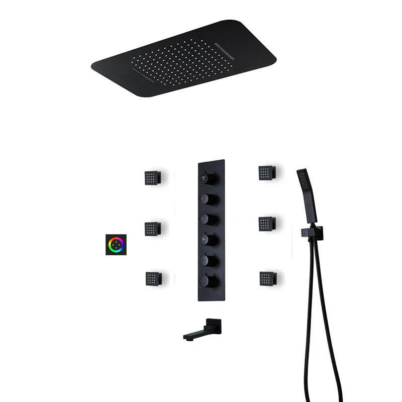 구매 M Boenn-럭셔리 샤워 시스템 세트, 고압 레인 LED 샤워기, 음악 샤워 패널, 온도 조절 믹서, 황동 욕실 수도꼭지