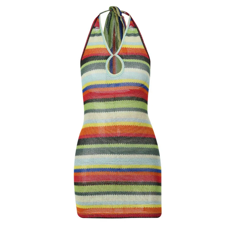 

Dress European and American Style 2021 Summer New Women's Halter Neck Halter Fashion Hollow Sexy Bag Hip Dress