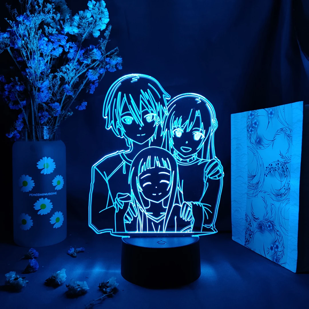 

Anime Sword Art Online Figures SAO Kirigaya Kazuto Yuuki Asuna 3D LED Sensor Light Kids Bedroom Night Decoration Lamp Manga Gift