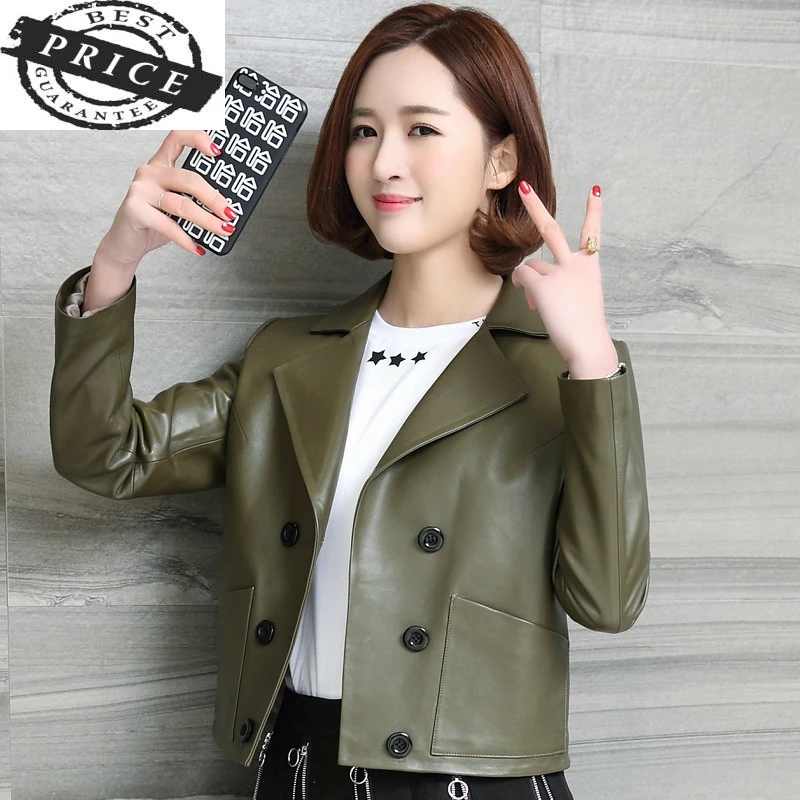 

Autumn Genuine Spring Leather Jackets Women Real Luxury Leather Coat Natural Sheepskin Outwear Plus Size Clothes LWL1536