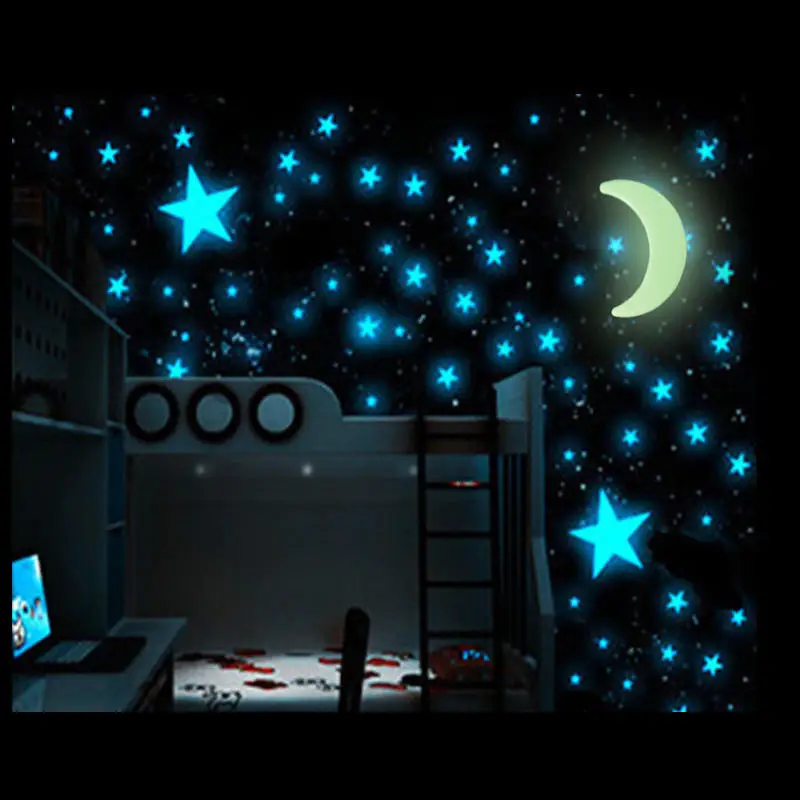 

100Pcs Glow In The Dark Stars Sticker Beautiful 3D DIY Home Decal Art Luminous Wall Stickers