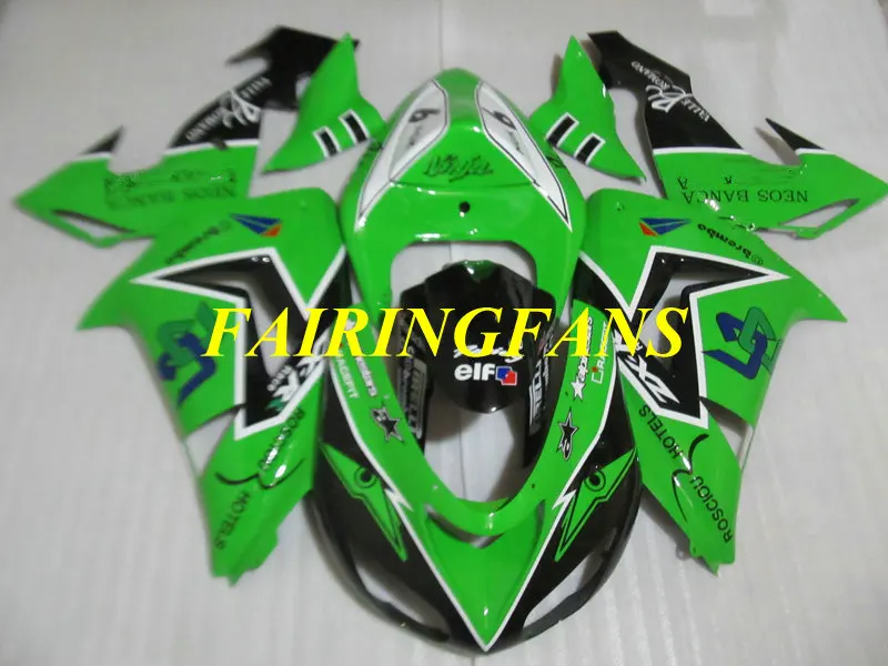 Комплект обтекателей для мотоцикла KAWASAKI Ninja ZX10R 06 07 ZX 10R 2006 2007 ABS Зеленые Черные