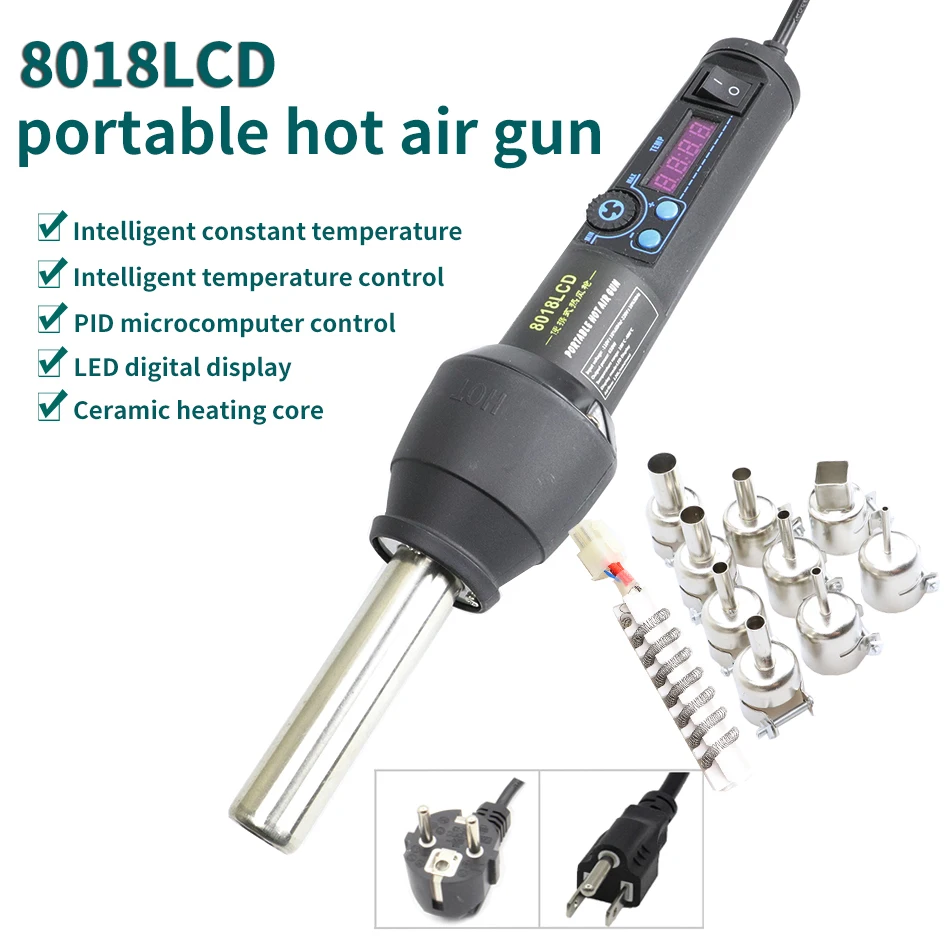 Паяльная станция 650 Вт 8018 ЖК-дисплей 220 В/ЕС регулируемый электронный Термофен