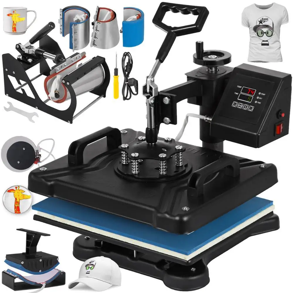 Heat Press 12 X 15 Inch Heat Press Machine 5in1/6in1/8in1 Digital Swing Away Heat Press Machine for T shirts