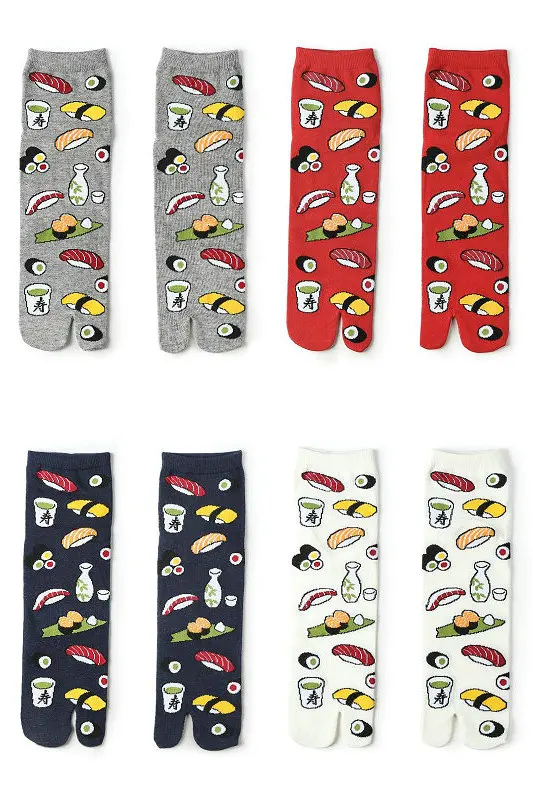 YOOWALK/сандалии; короткие носки; унисекс; хлопковые носки; суши; дизайн; раздельные носки; Вьетнамки; носки; таби