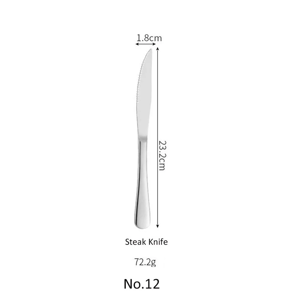 NO.12 Steak Knife Столовые приборы набор столовых приборов класса люкс из нержавеющей стали столовая вилка и нож столовая ложка столовая посуда набор услуг западные столовые инструменты 1 шт - Цвет: NO.12 Steak Knife