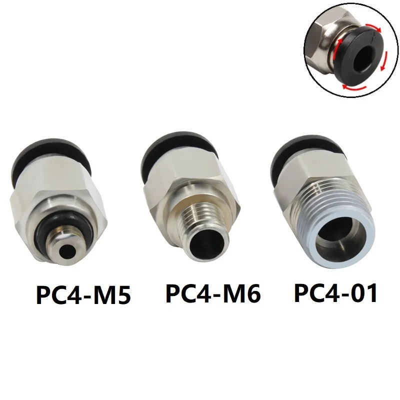 

RAMPS PC4-01 PC4-M5 PC4-M6 Pneumatic Connectors Feeding Remote Bowden M10 Thread Stainless Steel Fast Fittings 3D Printer Parts