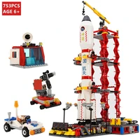 spaceport space shuttle launch center rocket building blocks sets juguetes bricks assembly educational toys for children