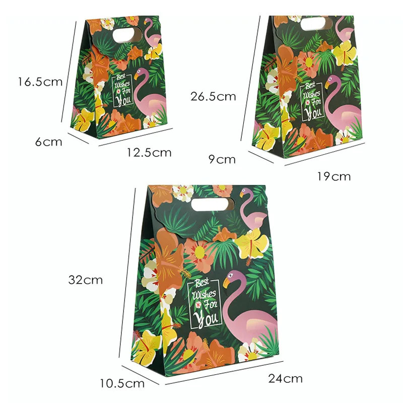 Omilut 3 шт. тропический фламинго Подарочный пакет летний декор из пальмовых листьев