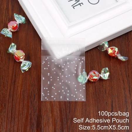 100pcs 5.5cmX5.5cm Рождественские подарочные пакеты, сумки для печенья, рождественские украшения для дома, новогодние вечерние принадлежности, коробка для конфет, Рождественский подарок - Цвет: 100pcs 5.5cmX5.5cm