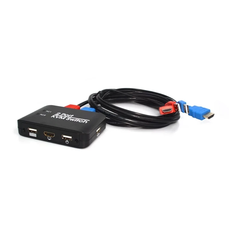 2 порта USB HD KVM переключатель для двух мониторов клавиатура мышь Поддержка