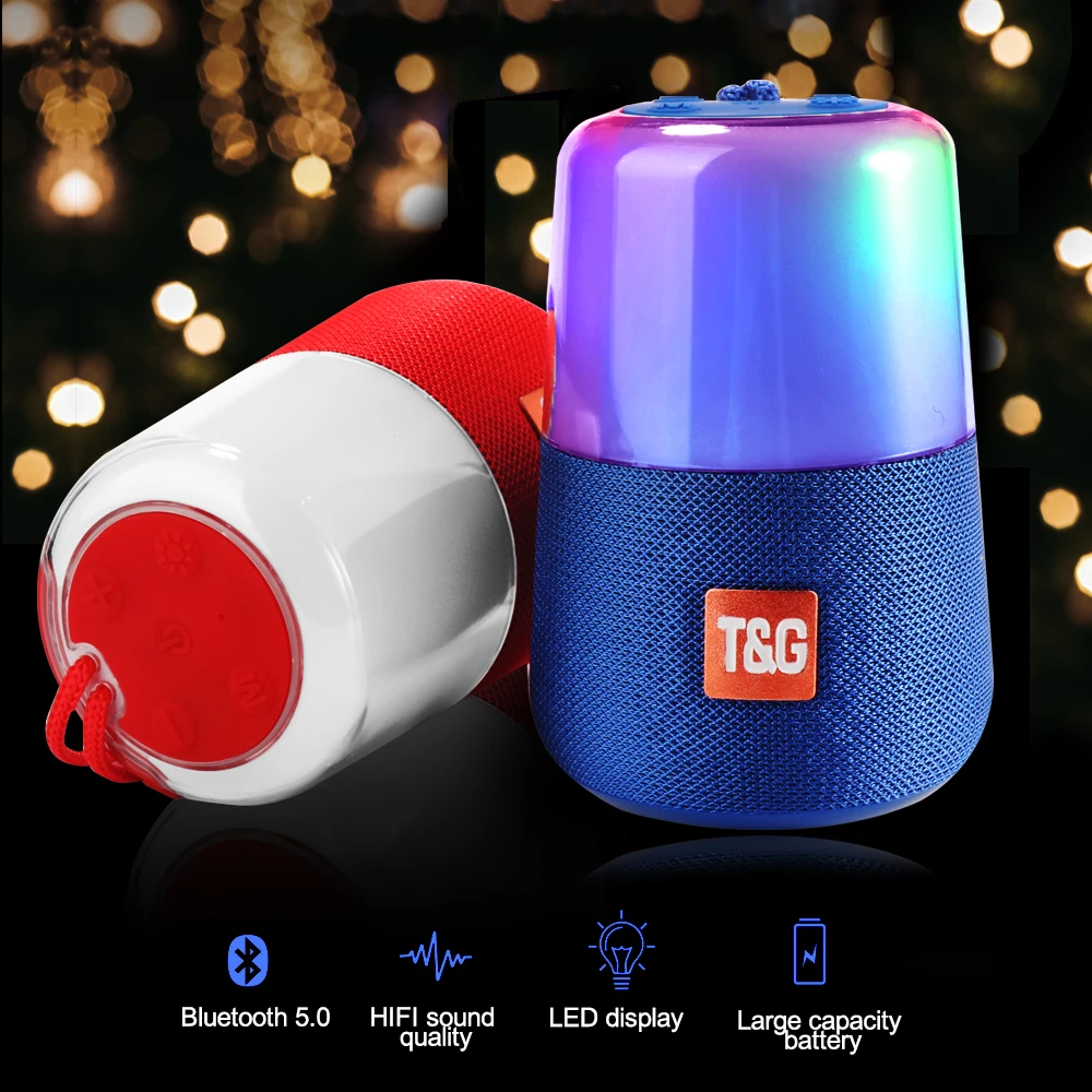 

Bluetooth Speakers Flash LED Light Portable TG168 Fashion Speaker Waterproof Small Soundbar Support FM Mic AUX USB TF Card