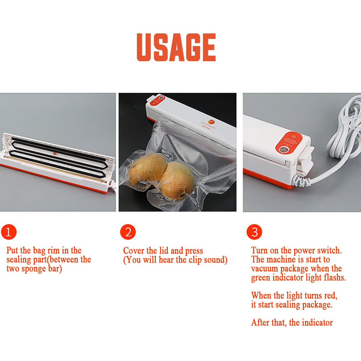 

becornce Household Food Vacuum Sealing Packaging Machine Sealer Vacuum Packer Keep Food Fresh Vacuum Food Sealer Kitchen Tool
