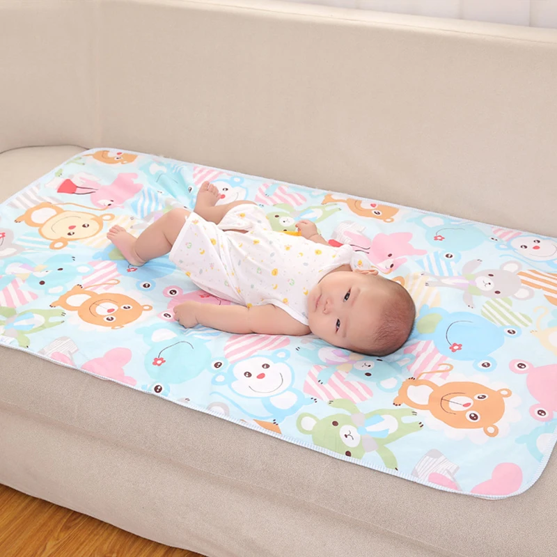 

Waterproof Sheet Urine Changing Pads Newborn Mattress Floor Play Mat Cartoon Bear Baby Diaper Changing Mat Cotton Large Reusable