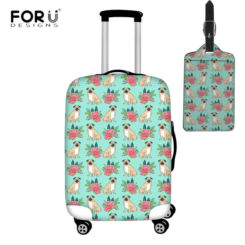FORUDESIGNS/ дорожный Чехол для багажа, милый забавный мопс, Pupies, защита для багажа, чемодан, Защитные Чехлы, водонепроницаемый чехол - Цвет: HMA361-2pcs