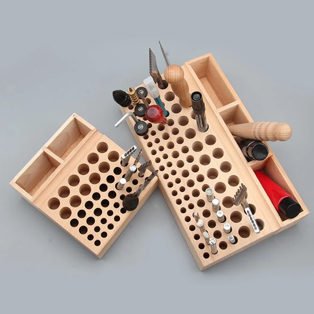 

Beech Leather Craft Tools Holder Rack Stand 98 / 46 Holes Leather Craft Tool Rack Stamp Punch Tool Storage Holder