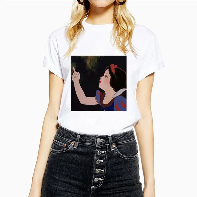New Female T Shirt Dark Snow White Harajuku T Shirt Women Vintage Aesthetic T-shirt Korean Style Graphic Top Tees - Цвет: 9052