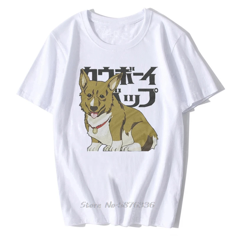 Футболка Bebop Ein, футболки с японским рисунком из аниме, брендовые хлопковые мужские базовые Топы с собакой корги, футболка для фитнеса