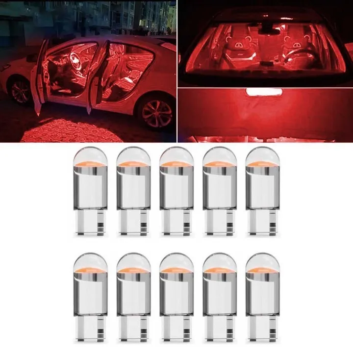 

10pcs COB Led Lights Acrylic Bulbs DC 12V For Canbus Xenon W5w Sidelight