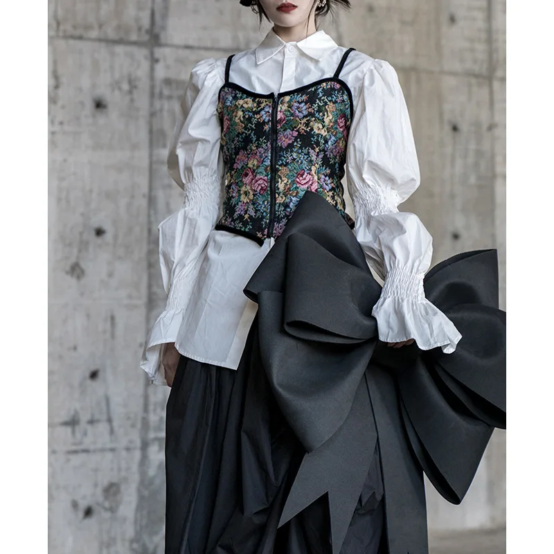 UMI MAO Spring New Product Jacquard Camisole Designer Style Niche Outside Wear French Retro Printing Style Y2k Top