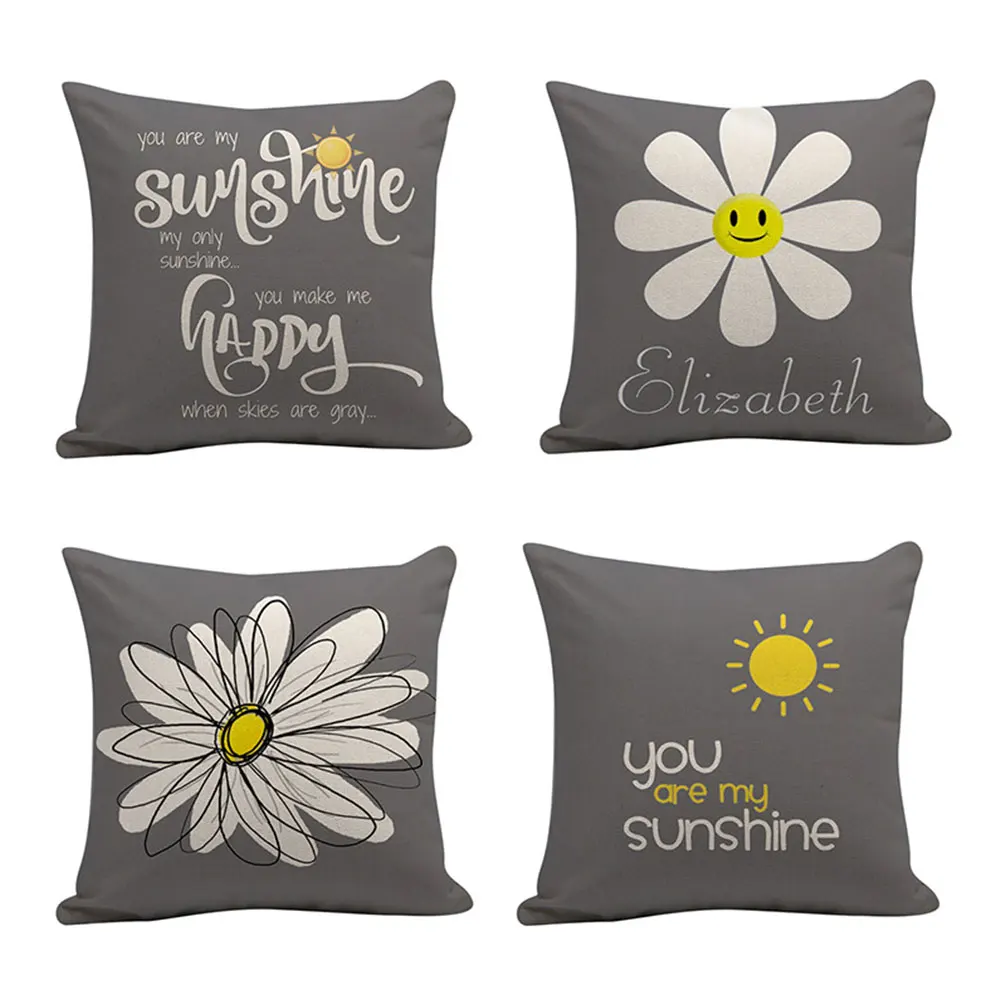 Подушка серая серия букв Рисунок короткая плюшевая наволочка цифровая печать