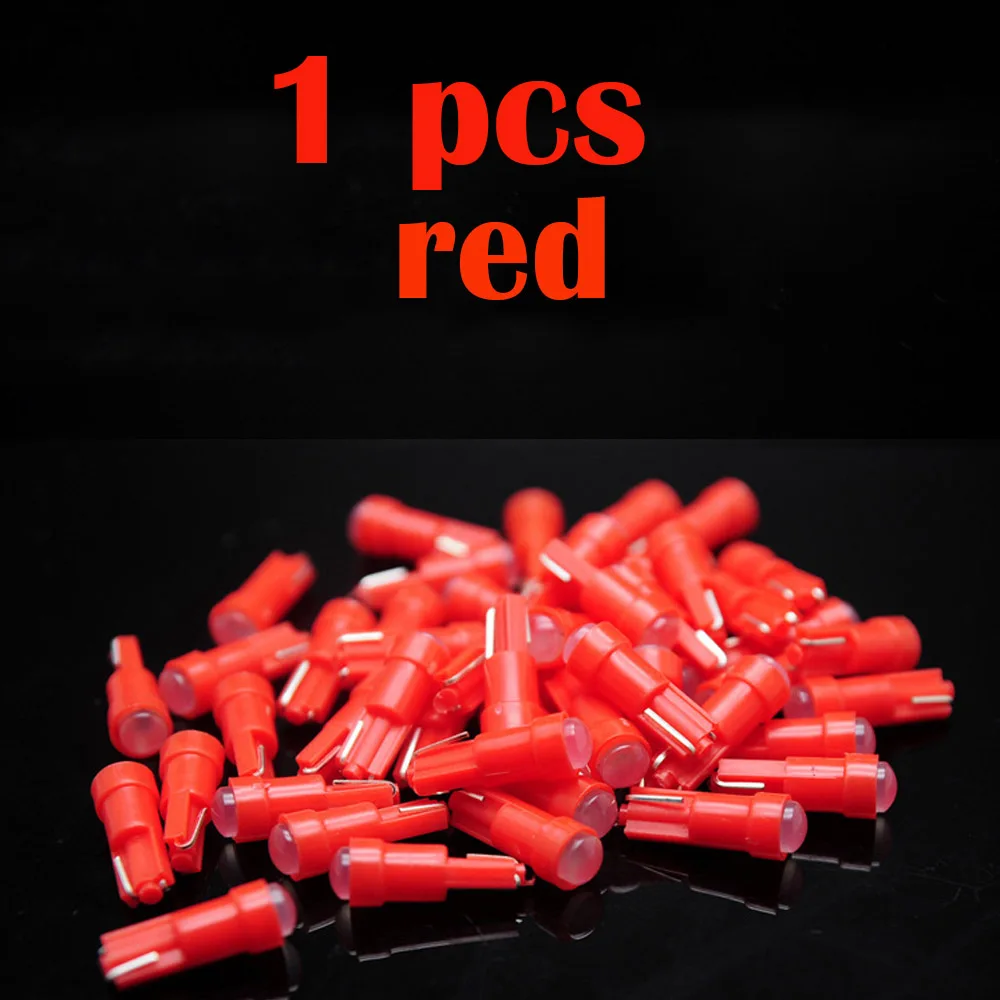 red 1pcs Для машины подсветка для авто Автомобильная внутренняя T5 Светодиодная Автомобильная лампочка подсветка приборной доски Автомобильная дверь клиновидная лампа для ламп накаливания 12 В cob для SMD стайлинга автомобиля - Цвет: red 1pcs