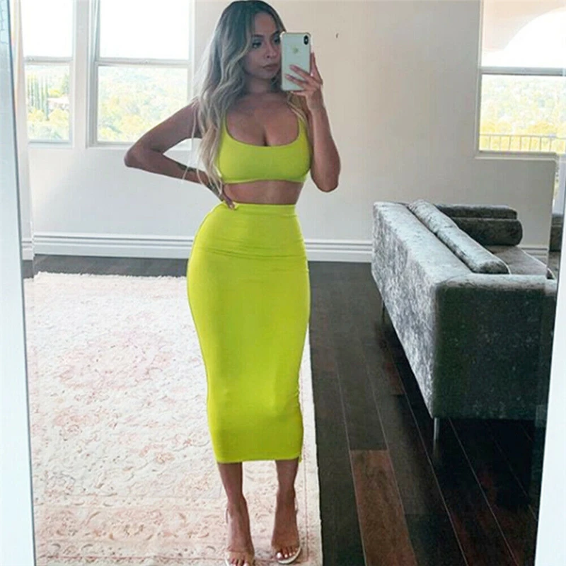 

New Fashion Women High Waist Solid Color Stretch Midi Skirt Lady Casual Office Bodycon Solid Pencil Skirt