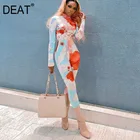 Женский Длинный комбинезон с принтом DEAT, облегающий эластичный комбинезон с круглым вырезом и длинными рукавами, модель WN44105L, 2021