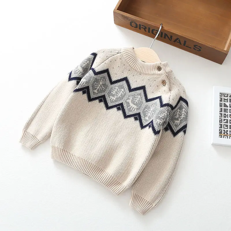 Новые детские свитера осенне зимний Модный хлопковый пуловер с принтом для