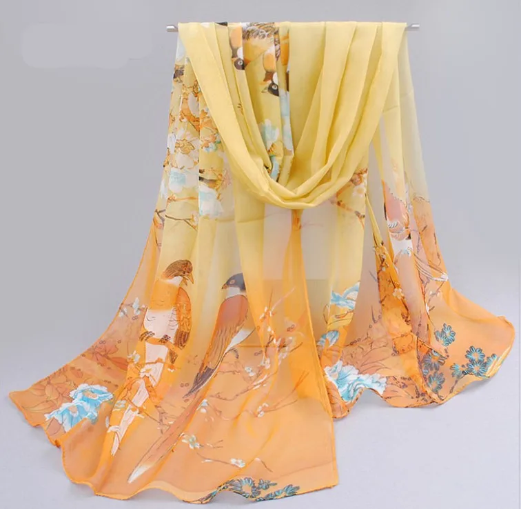 New Chiffon Scarves Summer Silk Scarf Thin Shawls And Wraps Foulard Flower Hijab Stoles | Аксессуары для одежды