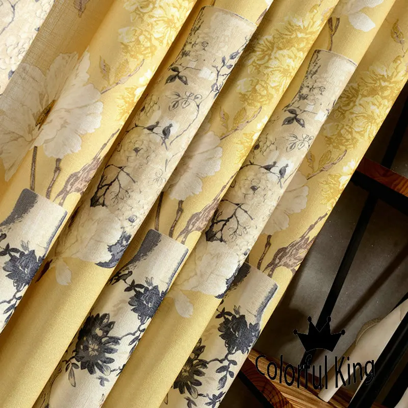 Цветочные шторы для кухни гостиной окна коричневые желтые масляная живопись