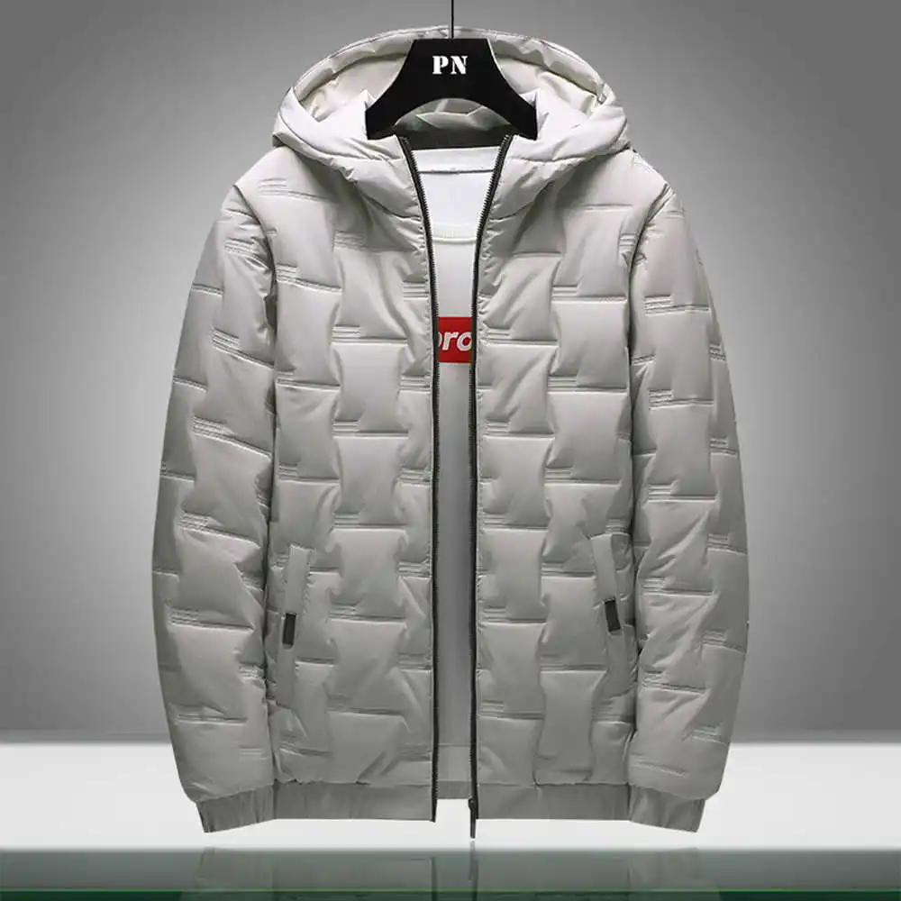 

Winter Warm Men Jacket Coat Casual New Stand Collar Puffer Thick Hat Parka Coats Male Hooded Down Jacket Waterproof Solid Color