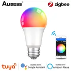 Умсветильник лампа AUBESS Tuya 9 Вт Zigbee, Светодиодная лампа E27 RGBCW, лампа 90-250 В с регулируемой яркостью и таймером, волшебная лампа с поддержкой Alexa и Google Home