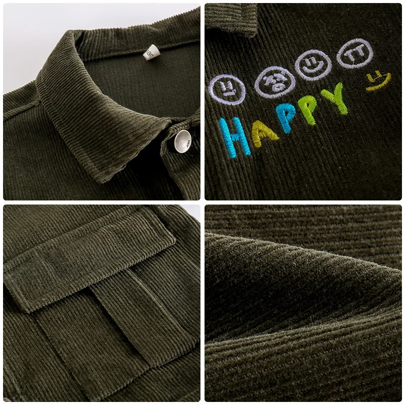 

2020 Autumn new children's coat men's medium and large children's clothing short lapel embroidered jacket Western style jacket