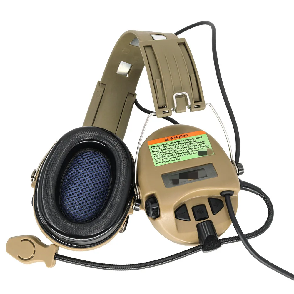 TCIHEADSET Tactical MSASORDIN Headset Pickup and Noise Reduction Headphones Hunting Airsoft Tactical Headset Shoting Earmuffs DE