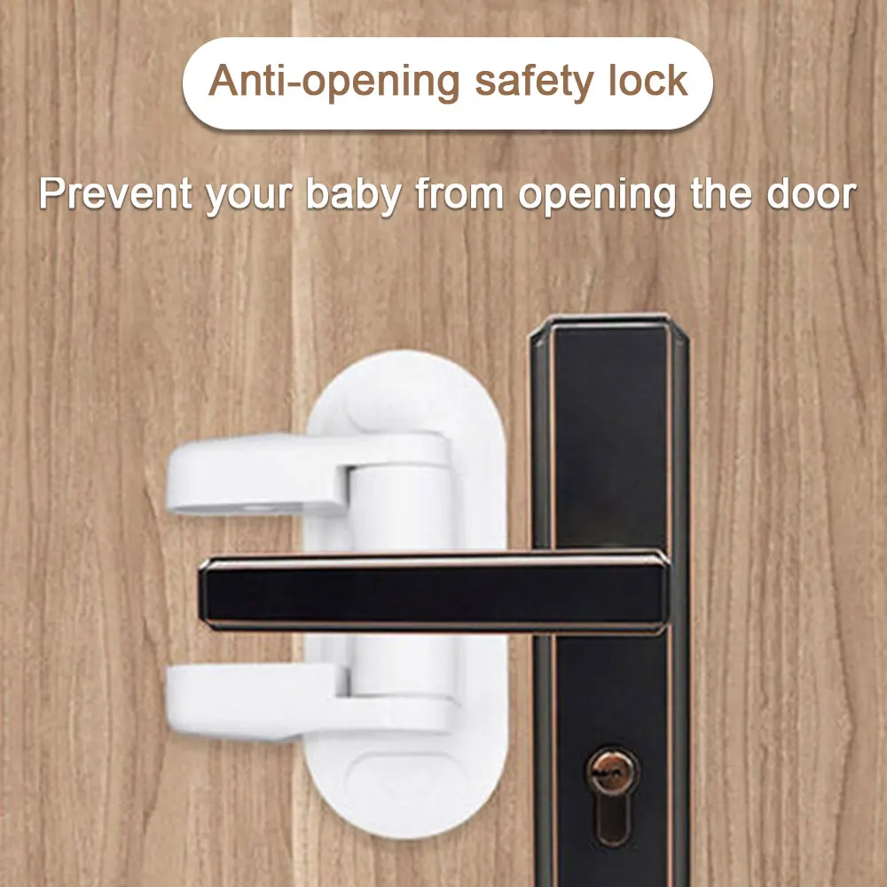 Cerradura de palanca de seguridad para ni&ntilde;os, manijas autoadhesivas de protecci&oacute;n, antiapertura, 2 piezas-1