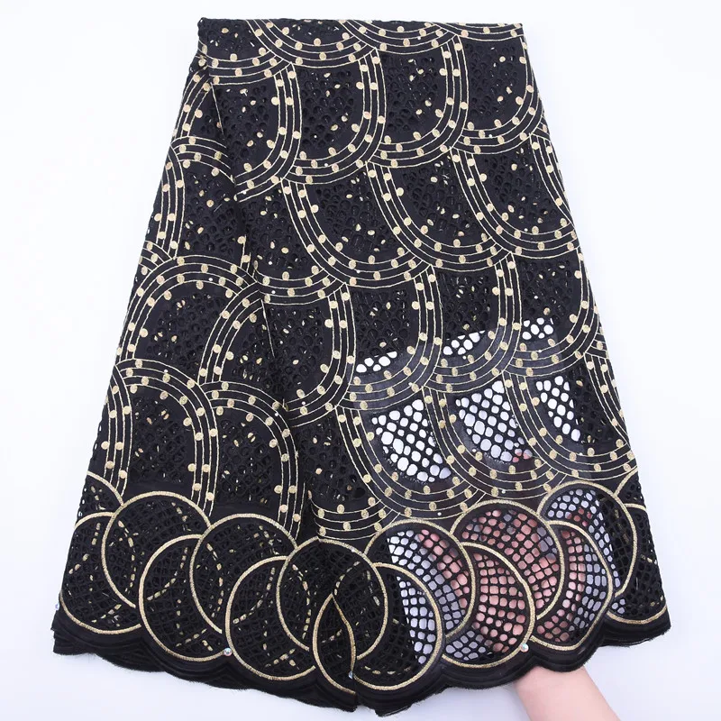 Новый дизайн Африканское сухое кружево высококачественная черная